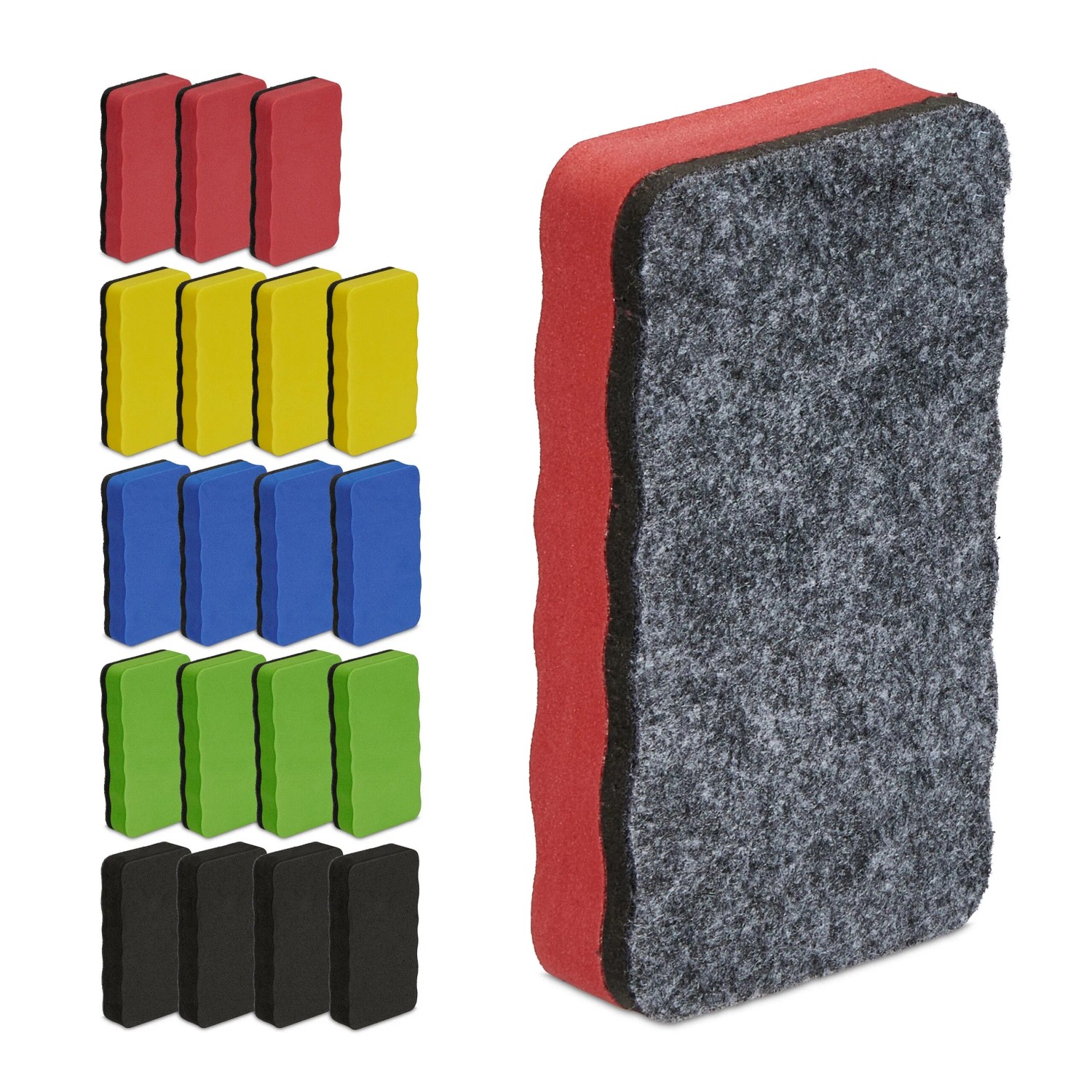 Relaxdays Whiteboard Schwamm 20er Set EVA Bunt Magnetisch 2 cm x 10,5 cm x 5,5 cm 10 g