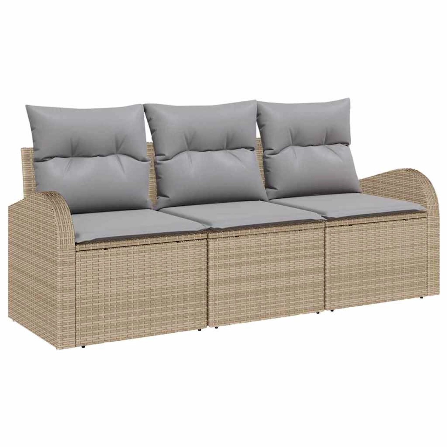 vidaXL Garten-Sofa-Set mit Kissen 3-Tlg Beige Poly Rattan 3345900 günstig online kaufen