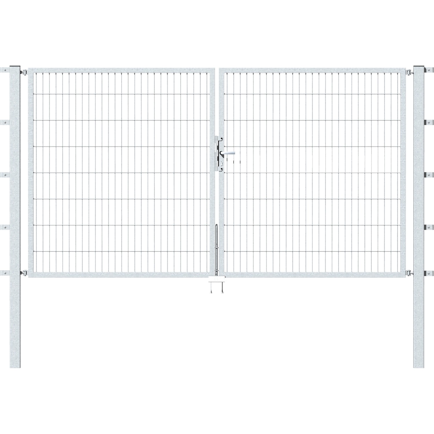 Metallzaun Doppeltor für Doppelstabmatte Feuerverzinkt 200 cm x 300 cm