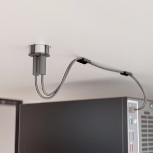 kalb USB C Hub Einbau 2 Fach Ports Oben und Unten Laden Datenübertragung für Möbel Tischplatten Arbeitsplatten Netzteil PC Anschluss Silbergrau