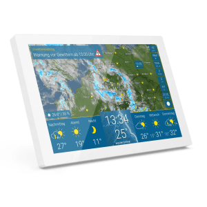 WetterOnline WetterDisplay wetteronline home Wetterstation WLAN Raumsensor Touch-Bildschirm HD-Farbdisplay Weiß Premium-Wetterdaten Unwetterwarnung