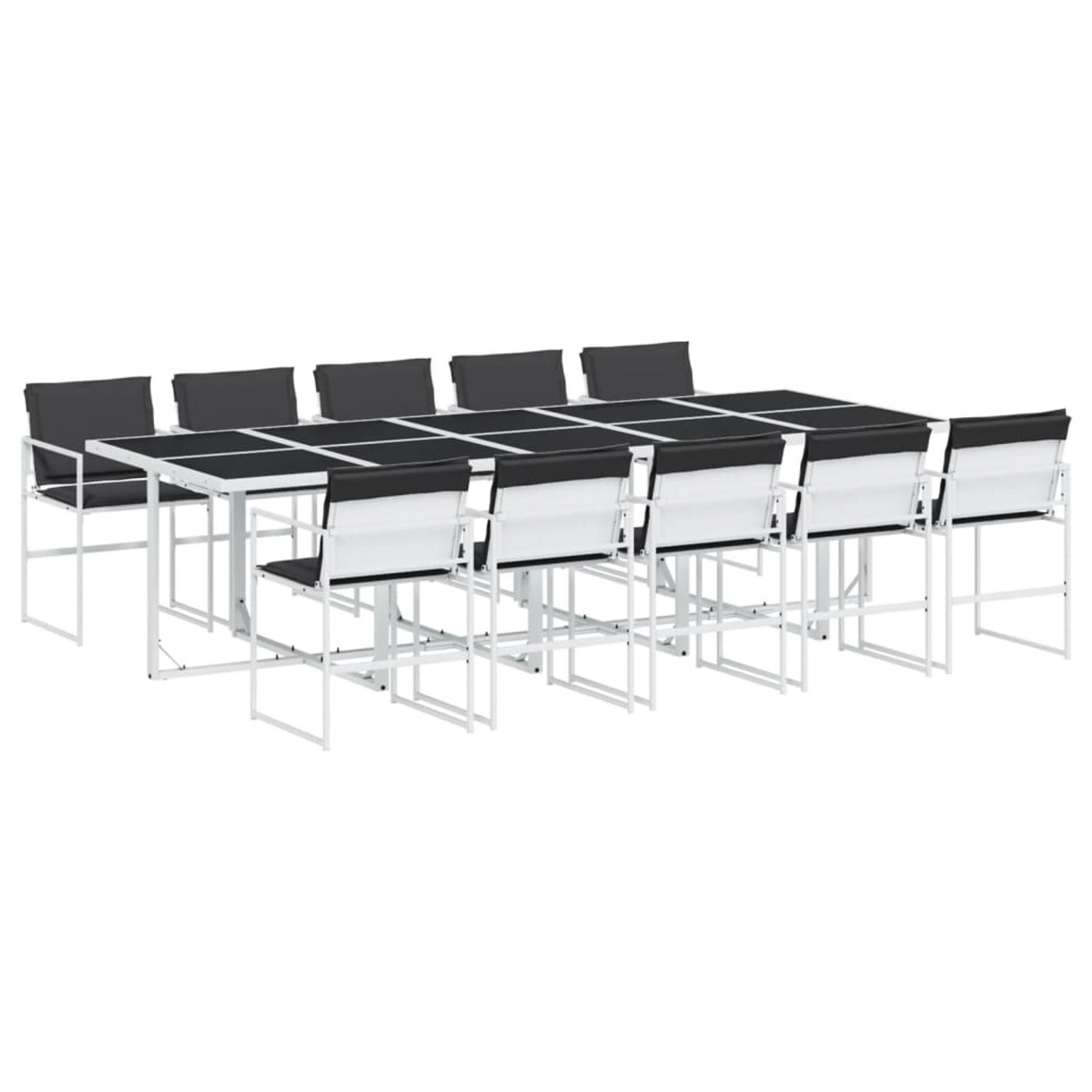 vidaXL 11-Tlg Garten-Essgruppe mit Kissen Weiß Textilene 3295106 günstig online kaufen