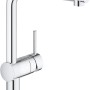 Grohe Minta Niederdruck Küchenarmatur mit hohem Auslauf und herausziehbarer Brause, Chrom.