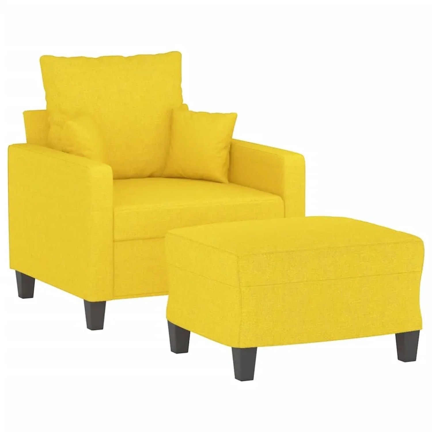 vidaXL Sessel mit Hocker Hellgelb 60 cm Stoff 3201086