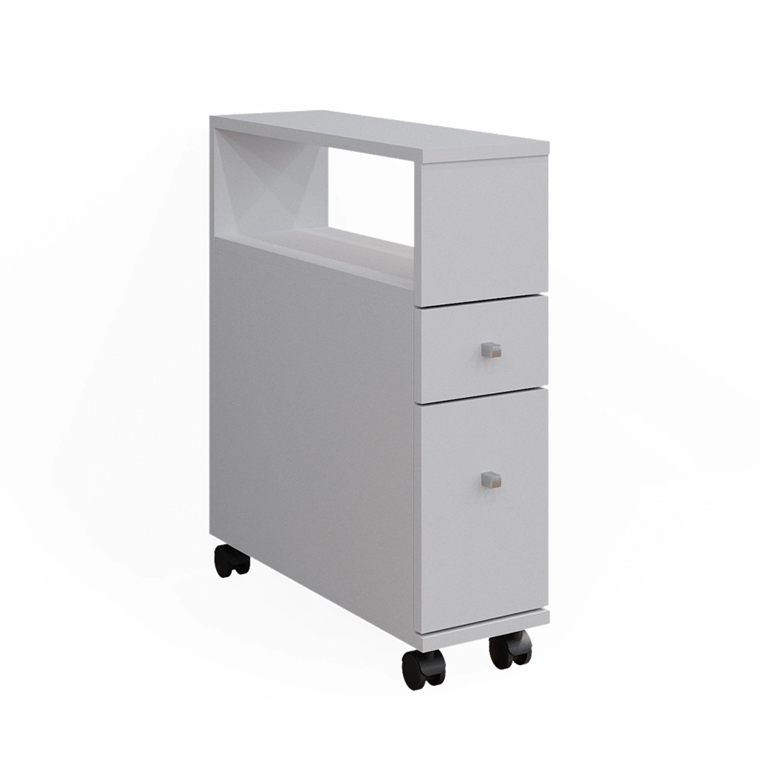 Vicco Badschrank Fynn Weiß 18 x 62 cm mit 2 Schubladen