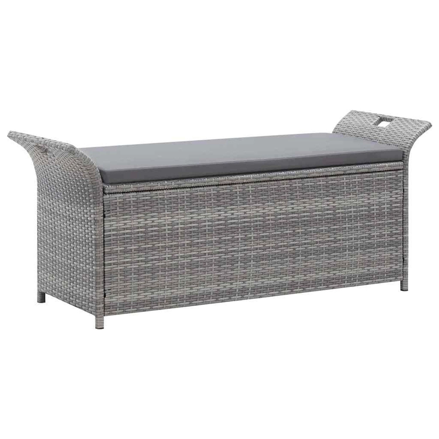 vidaXL Sitzbank mit Stauraum und Kissen Grau 138 cm Poly Rattan 45809