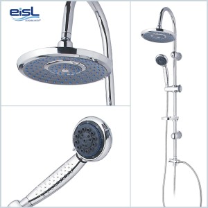 Eisl Duschsystem Sommerregen Chrom mit Kopf- und Handbrause, höhenverstellbar.