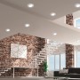 Szene mit mehreren Trio LED Einbauspots Aura, 10W, Chrom, in modernem Wohnraum.