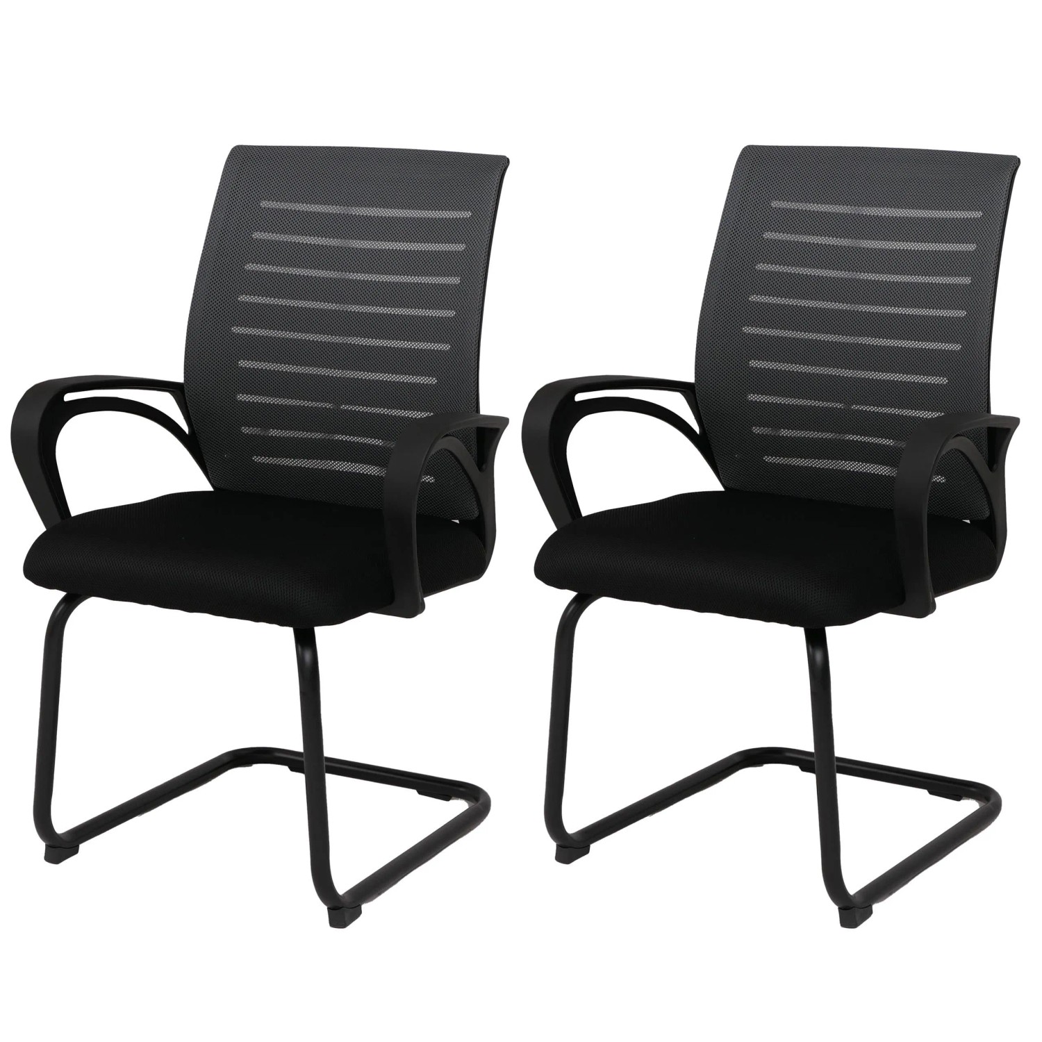 MCW 2er-Set Esszimmerstuhl K51 Stoff/Textil Grau Gestell Schwarz