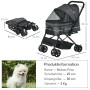 PawHut Hundebuggy für kleine Hunde, grau, mit Korb und Rädern, zusammengeklappt und aufgebaut.