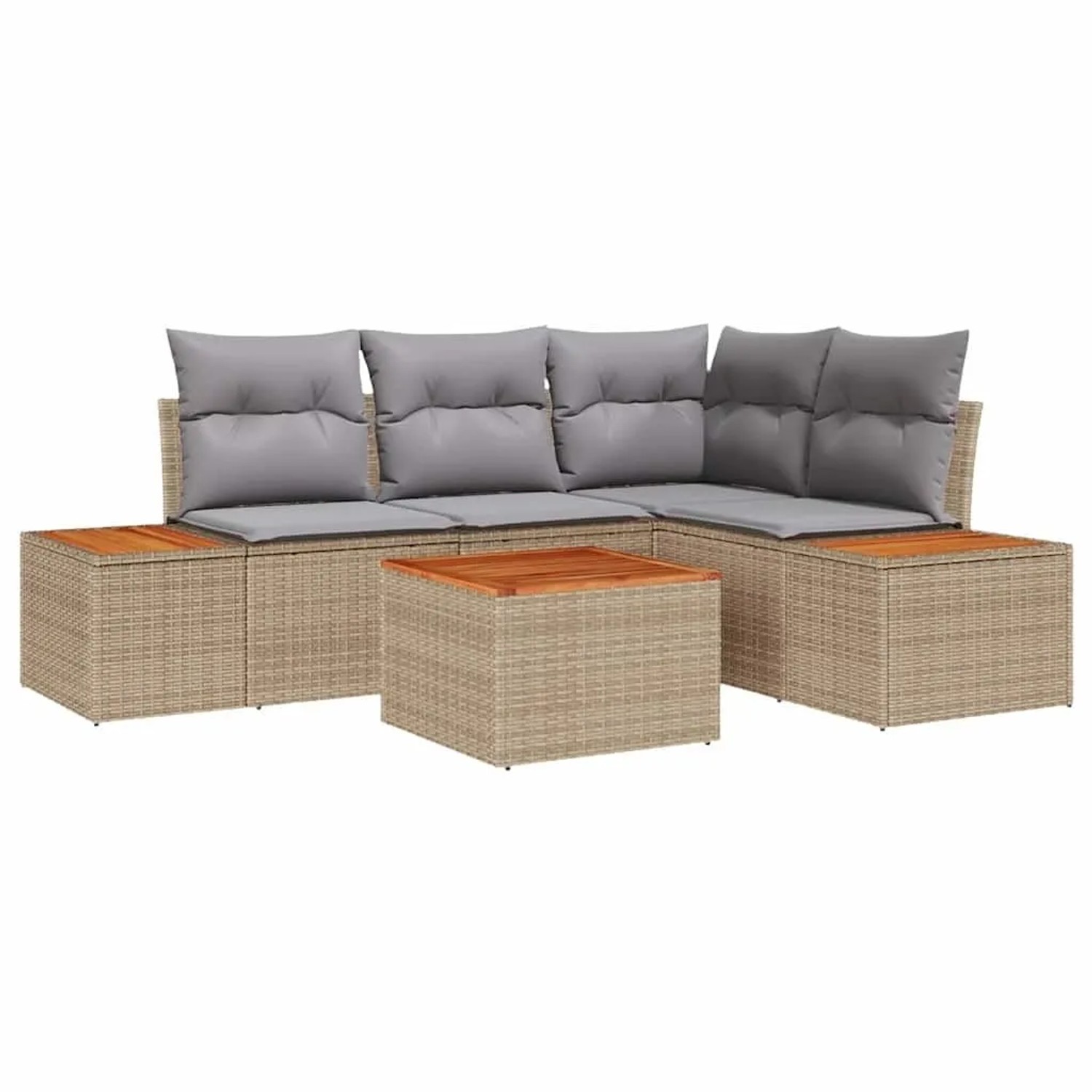 vidaXL Gartensofa-Set mit Kissen 4 Stk Beige und Hellgrau Polyrattan 3356750