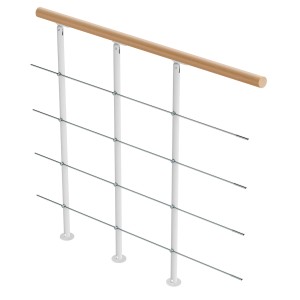 Dolle Brüstungsgeländer Boston Ergänzungsset, 100 cm, weiß, mit Buchenhandlauf und Edelstahlstäben.