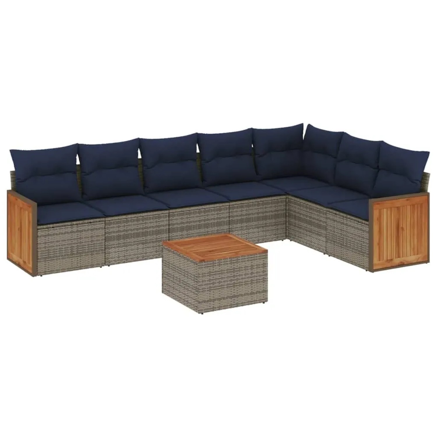 vidaXL 8-Tlg Gartensofa-Set mit Kissen Grau Polyrattan 3227720 günstig online kaufen