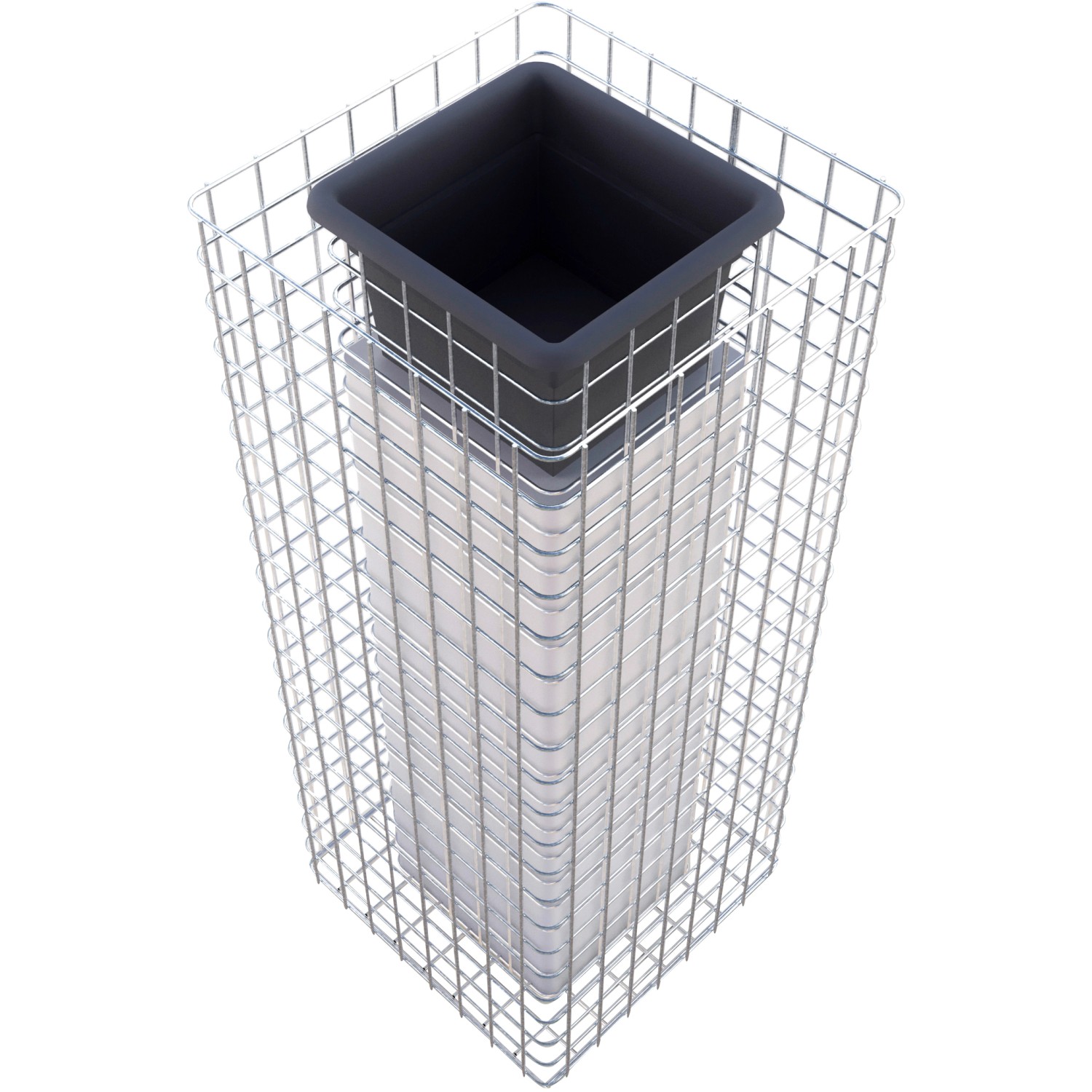 Gabiona Gabionen-Blumensäule eckig feuerverz 102 x 42 x 42 cm Maschenw 5 x 5 cm