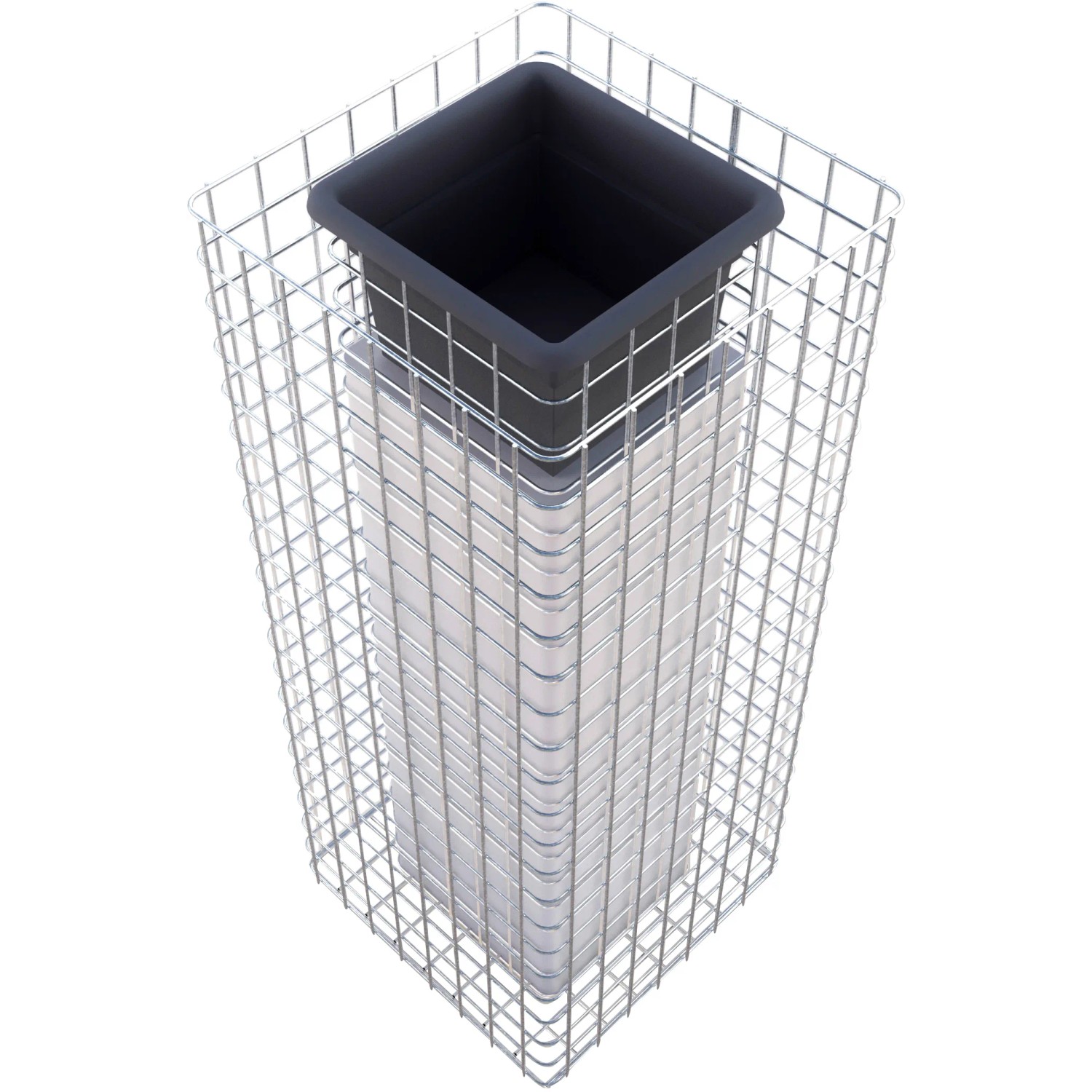 Gabiona Gabionen-Blumensäule eckig feuerverz 102 x 42 x 42 cm Maschenw 5 x 5 cm