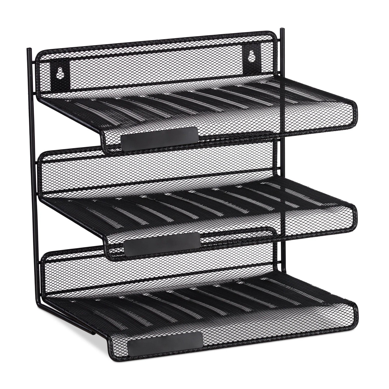 Relaxdays Briefablage Stahl Schwarz 3 Fächer 32 cm x 33 cm x 25 cm 1,5 kg