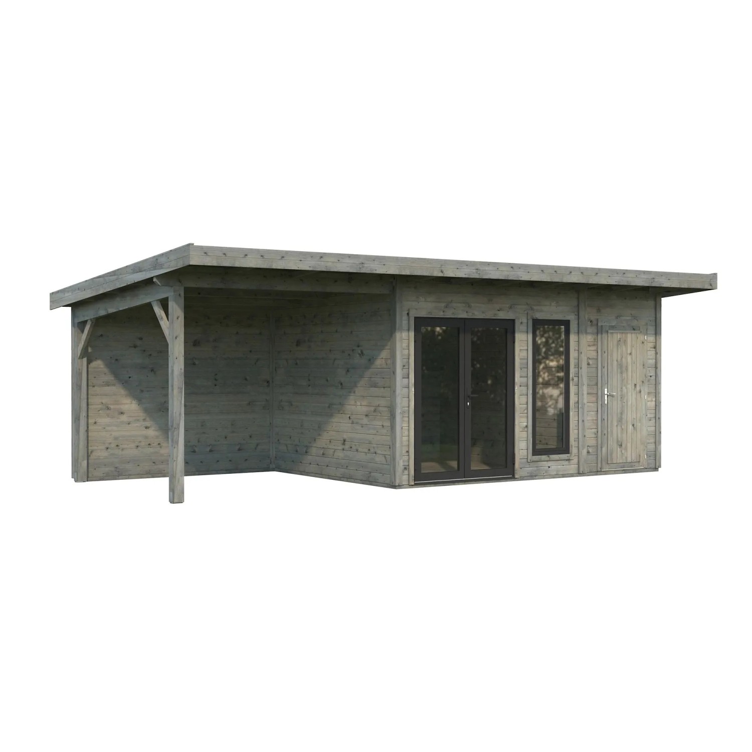 Palmako Holz-Gartenhaus Aurelia Pultdach Tauchgrundiert 739 cm x 300 cm 20,3 m²