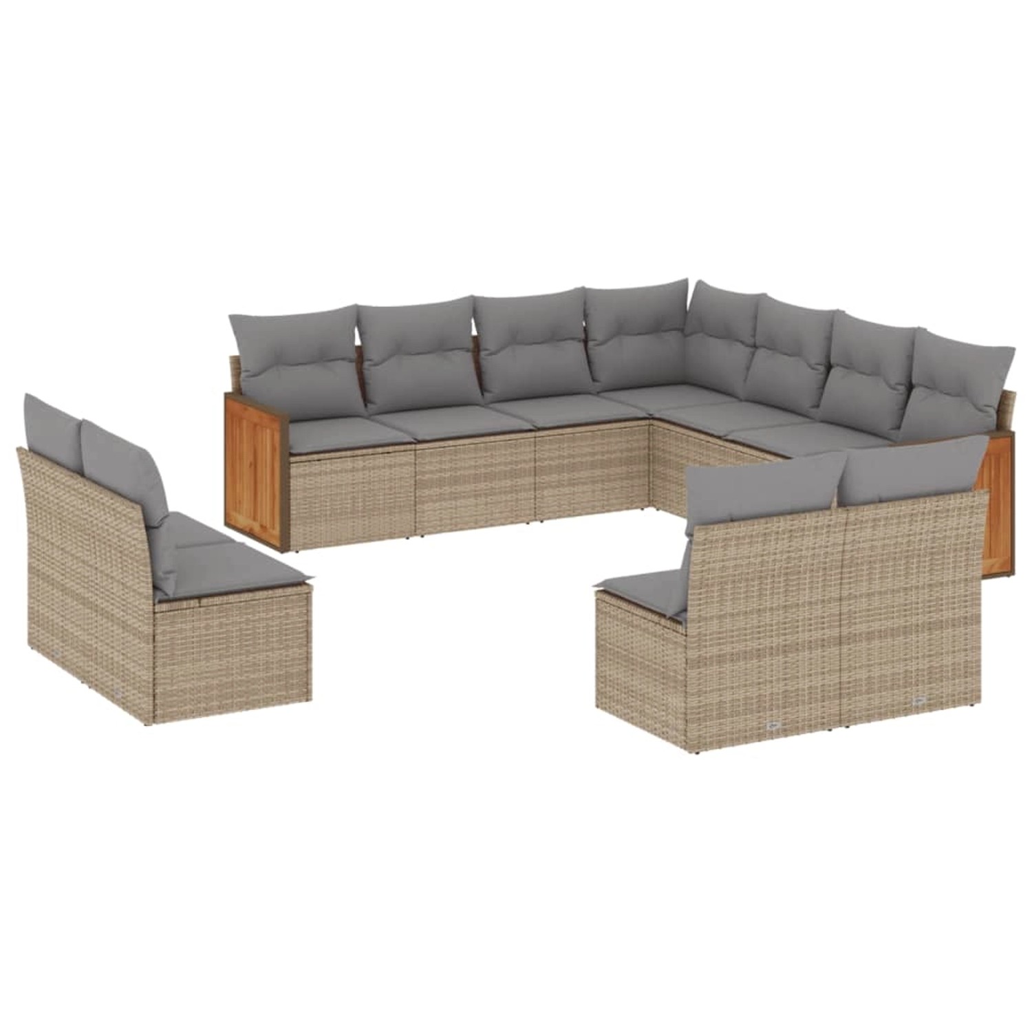 vidaXL 11-tlg Garten-Sofagarnitur mit Kissen Beige Poly Rattan Modell 134 günstig online kaufen