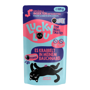 Lucky Lou Katzen-Nassfutter Adult Geflügel & Insekten, 125g Packung.