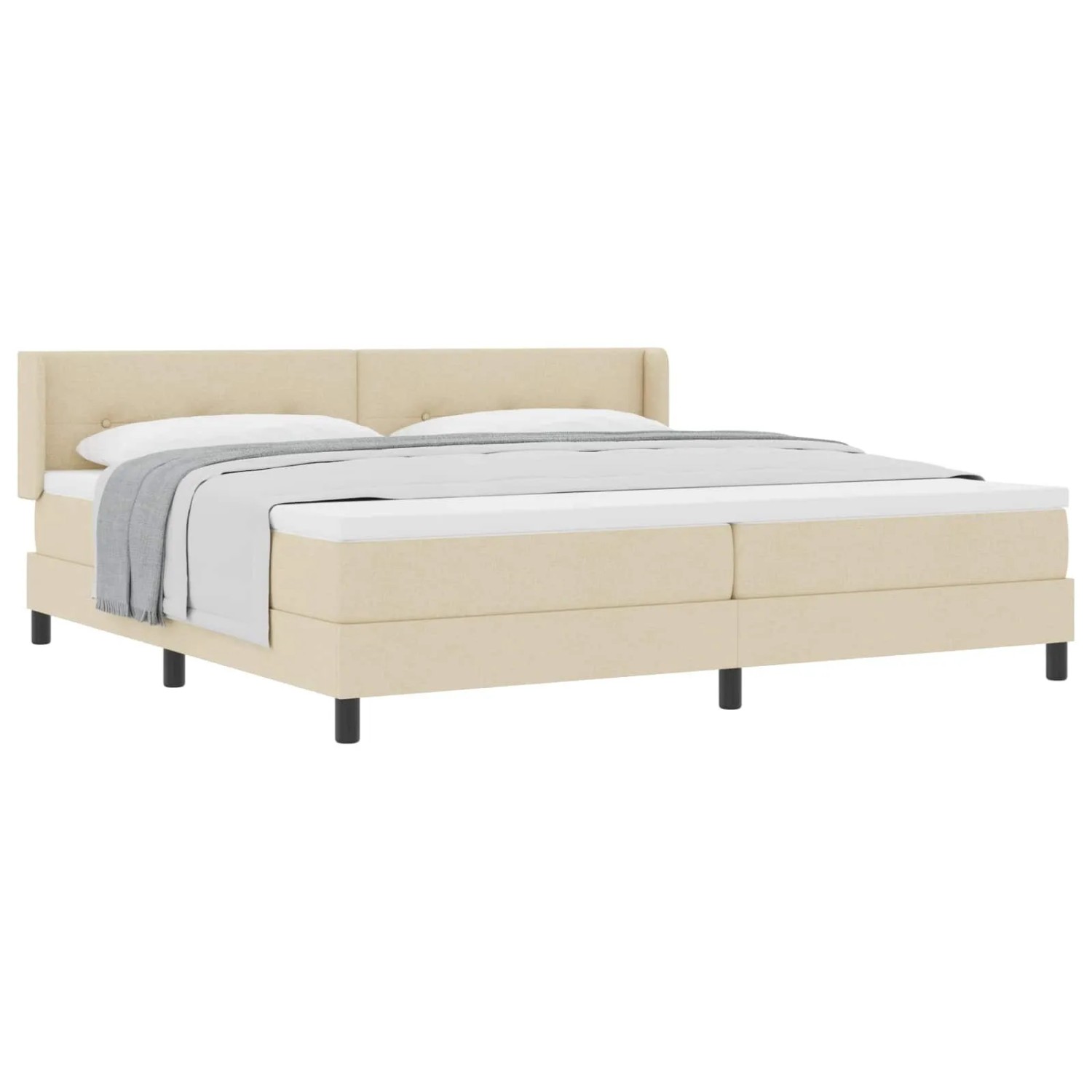 vidaXL Boxspringbett mit Matratze Creme 200 x 200 cm Polyester 3341130