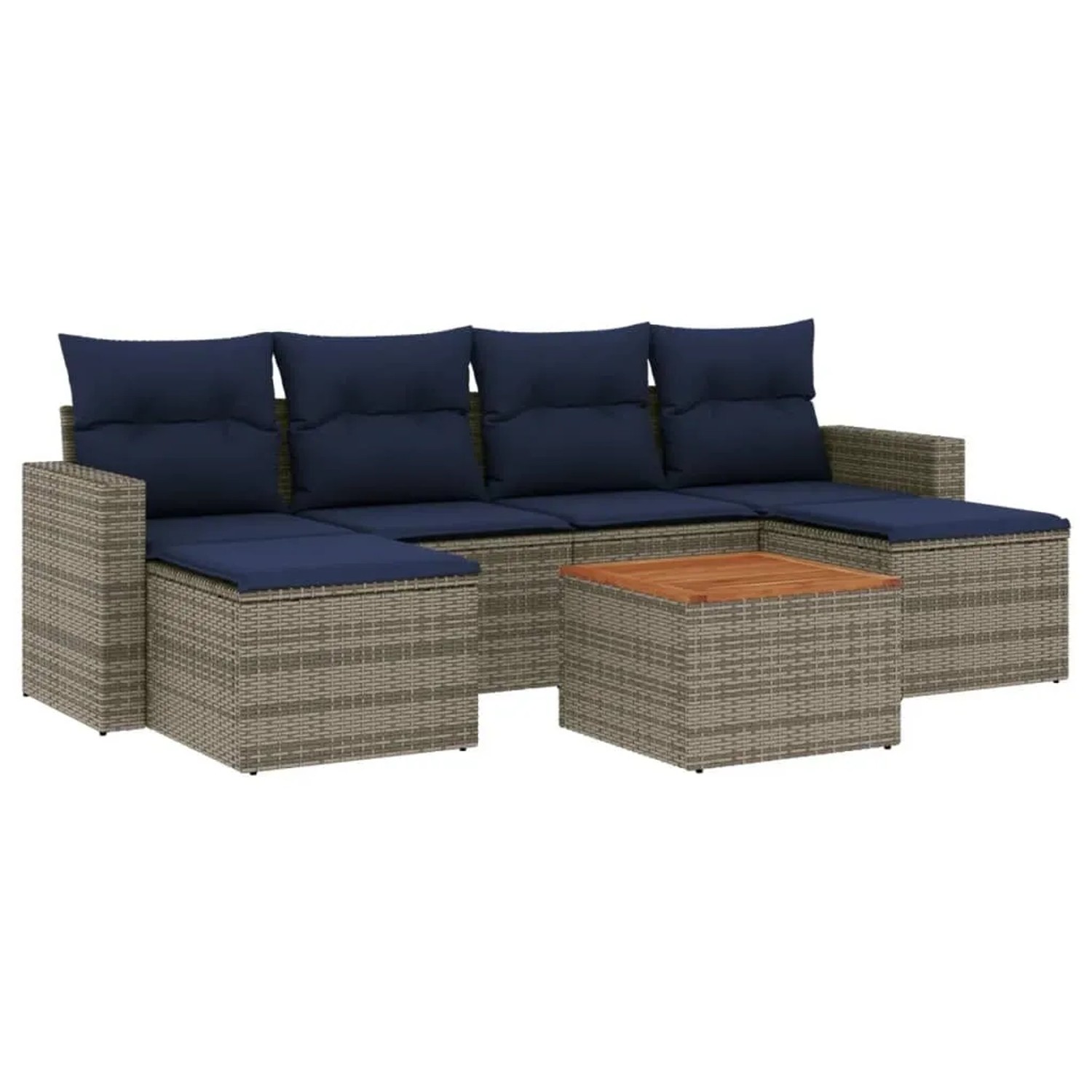 vidaXL 7-Tlg Gartensofa-Set mit Kissen Grau Polyrattan 3256579 günstig online kaufen