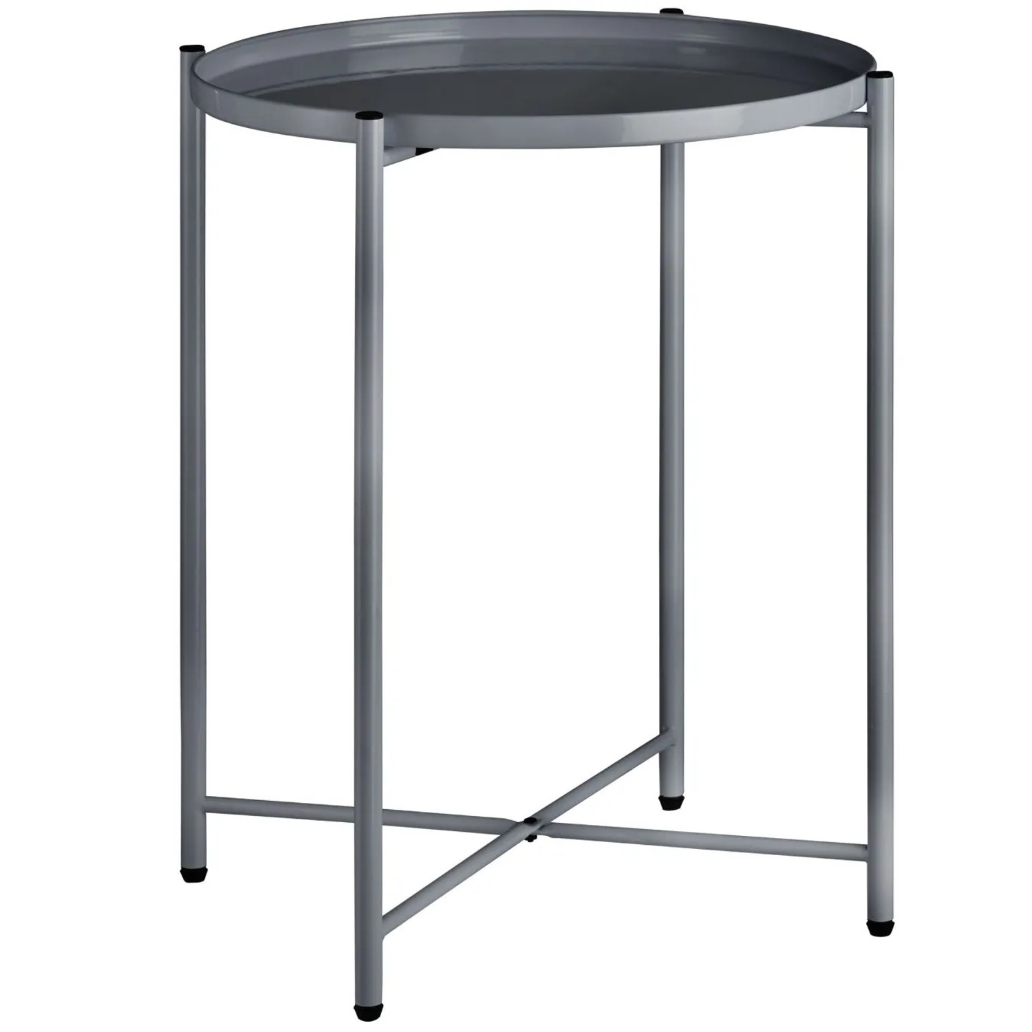 Tectake Beistelltisch Chester Stahl Rund Mit Abnehmbarer Ablage  45 50 x 45 50 x 53 cm Dunkelgrau