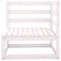 Weißes Garten-Ecksofa aus Kiefernholz (2er-Set) für den Außenbereich.