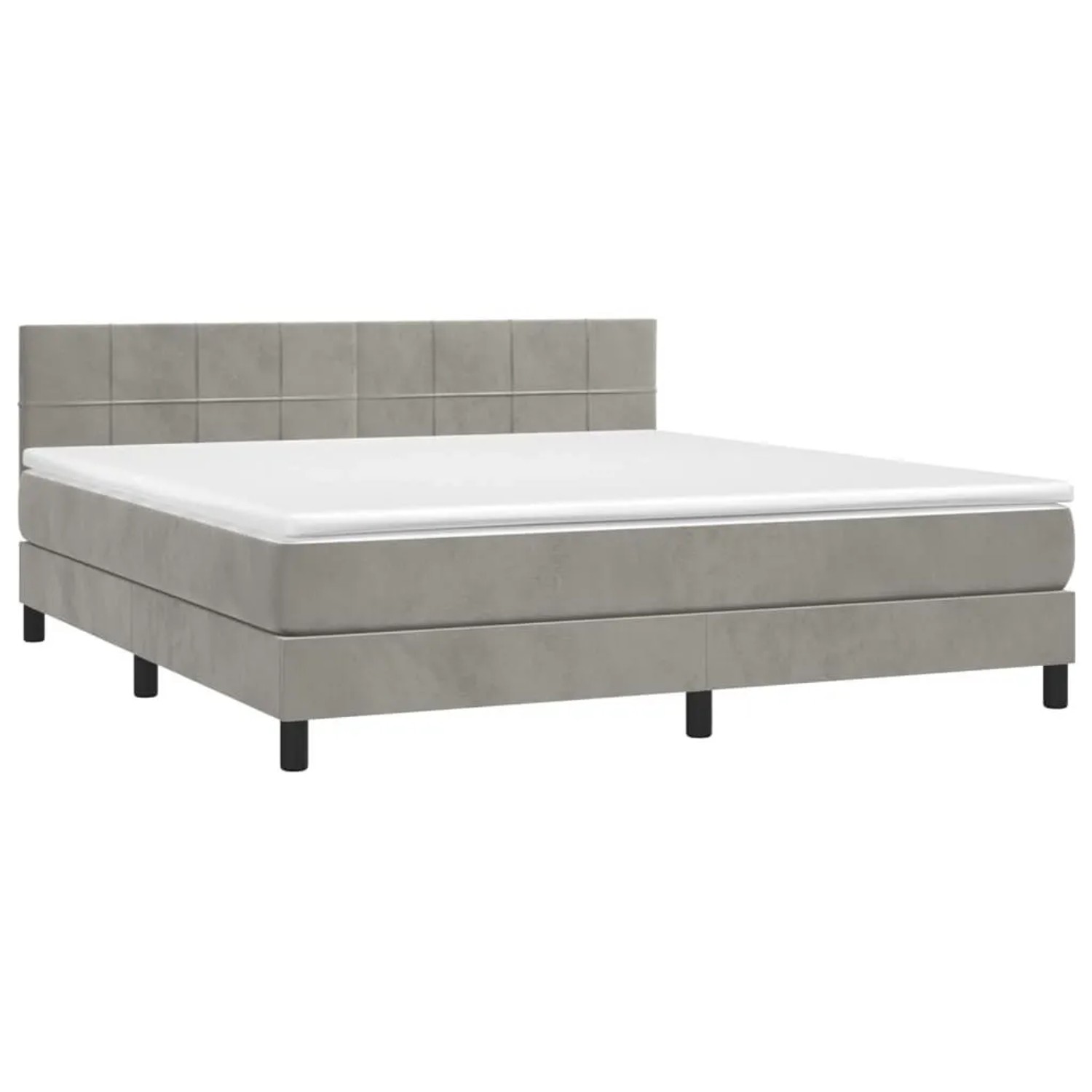 vidaXL Boxspringbett mit Matratze & LED Hellgrau 180x200 cm Samt 3134417 günstig online kaufen