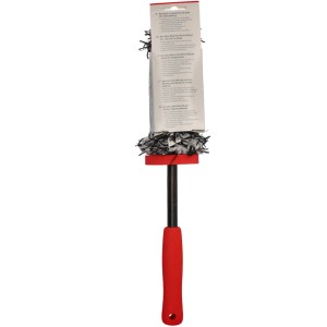 Nigrin Mikrofaser-Felgenbürste mit rotem Griff und Wechselbezug für Autopflege.