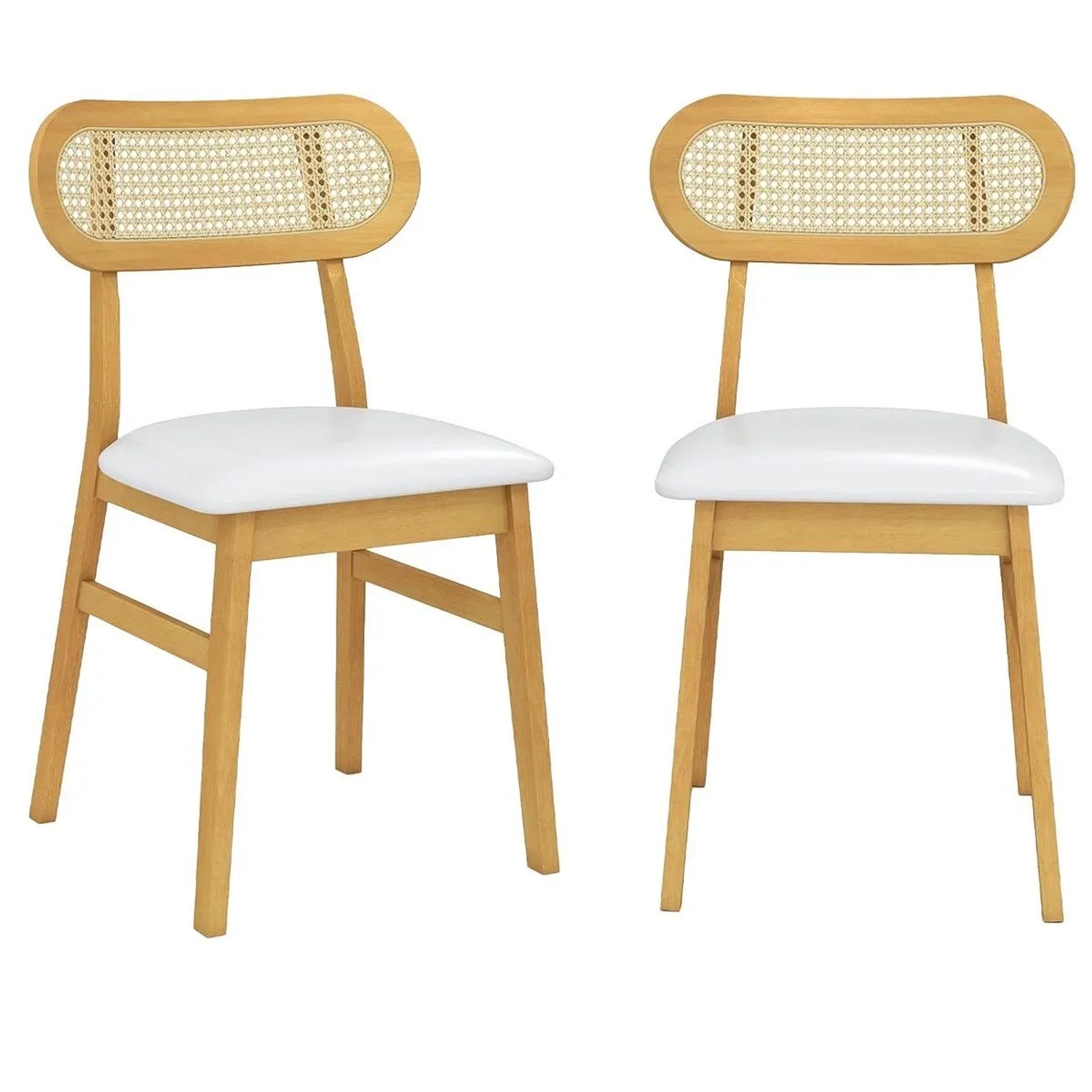 Costway 2er Set Esszimmerstühle mit Bezug Aus Kunstleder Weiß günstig online kaufen