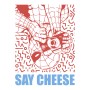Komar Wandbild: Spider-Man mit Kamera, "Say Cheese" in Rot, 50x70 cm. Marvel Deko für Kinderzimmer.