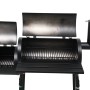 Schwarzer tepro Smoker Wichita Holzkohlegrill mit geöffneten Deckeln und Grillrosten.