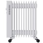 Weißer TroniTechnik Ölradiator TT OR 211 mit 11 Rippen und Rollen.