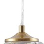 Moderne, creme-farbene Lindby Pendelleuchte Piatra mit Glas Lampenschirm und messingfarbenem Finish.