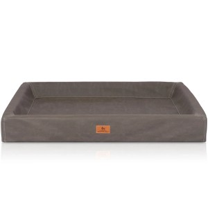 Knuffelwuff Hundebett Austin, orthopädisch, braungraues Kunstleder, Größe M-L.