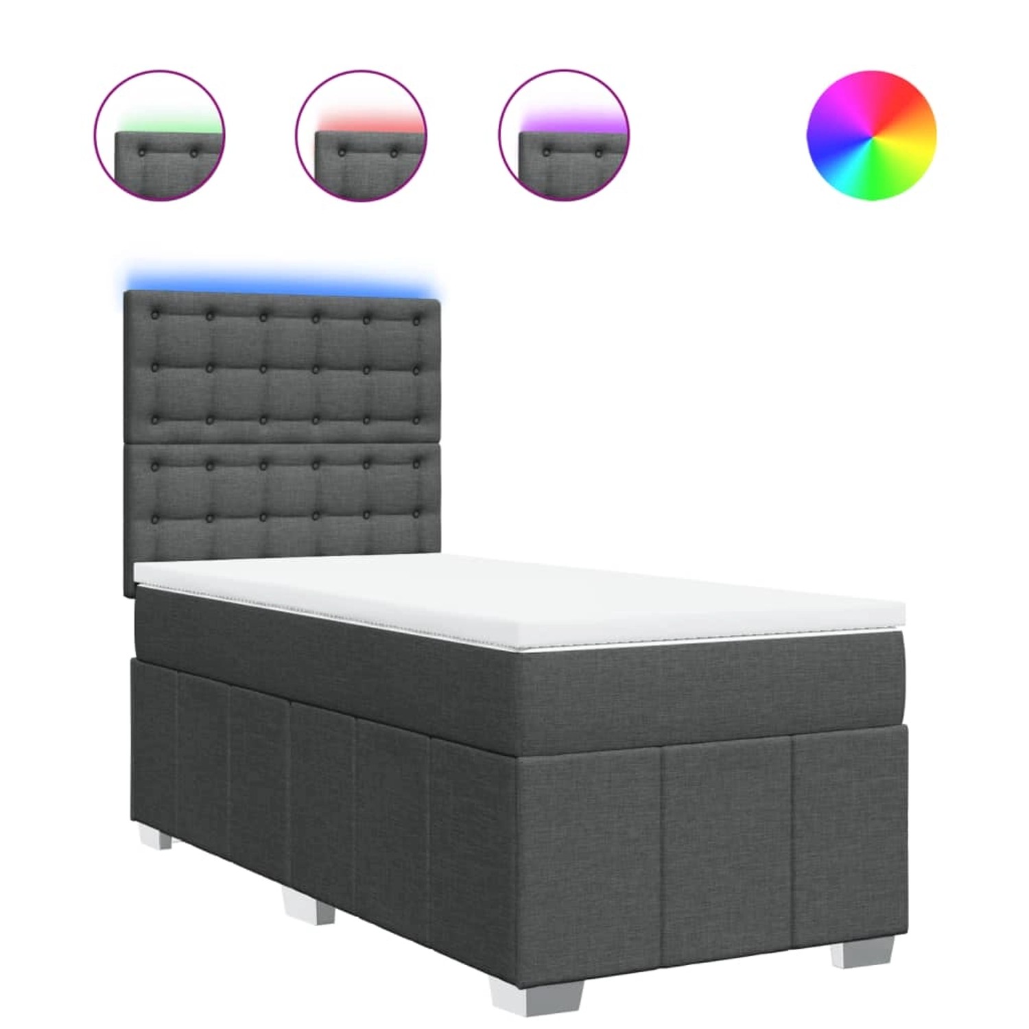 vidaXL Boxspringbett mit Matratze Dunkelgrau 80x200 cm Stoff 3293810 günstig online kaufen