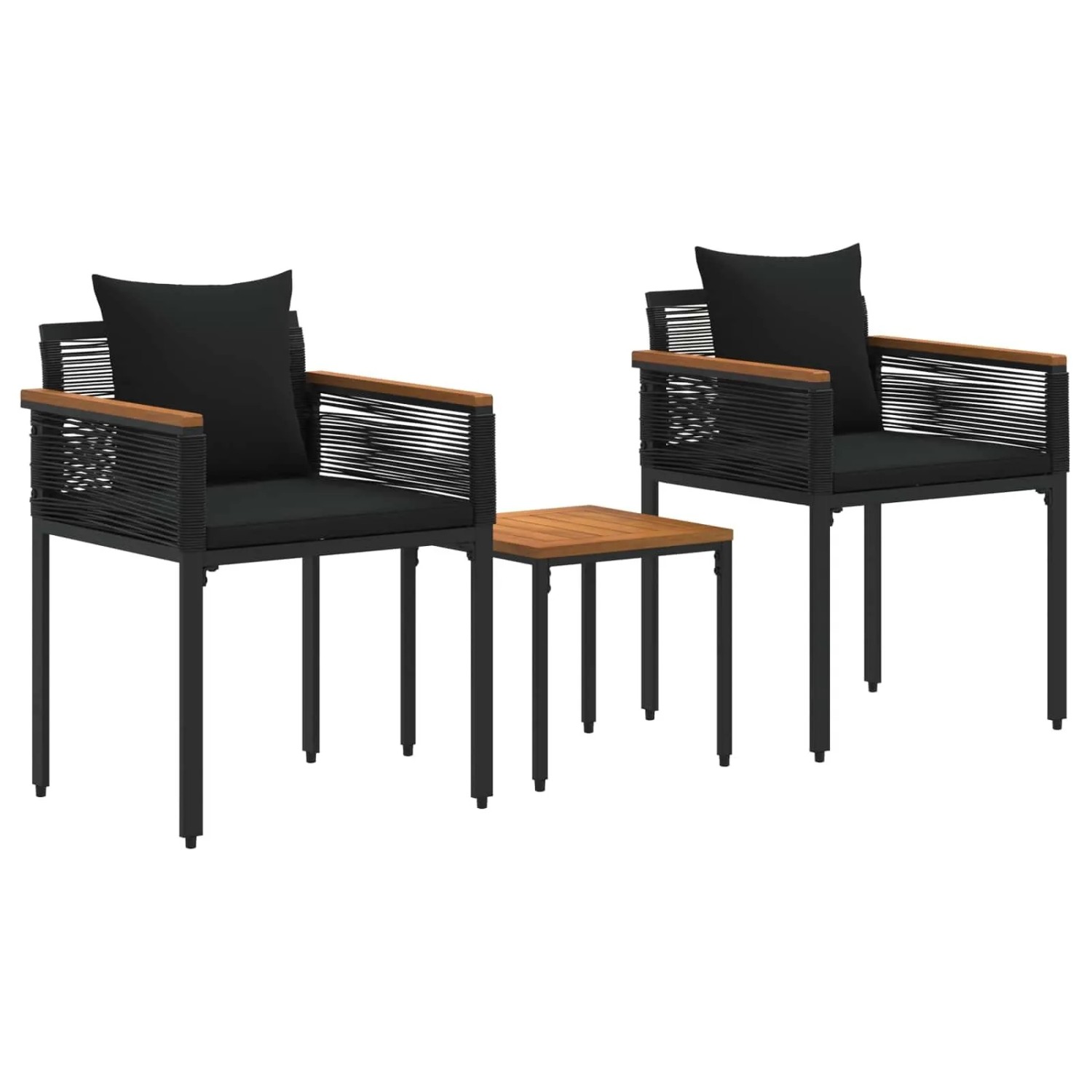 vidaXL Gartenmöbel Set mit Kissen Schwarz PE-Rattan 42025231