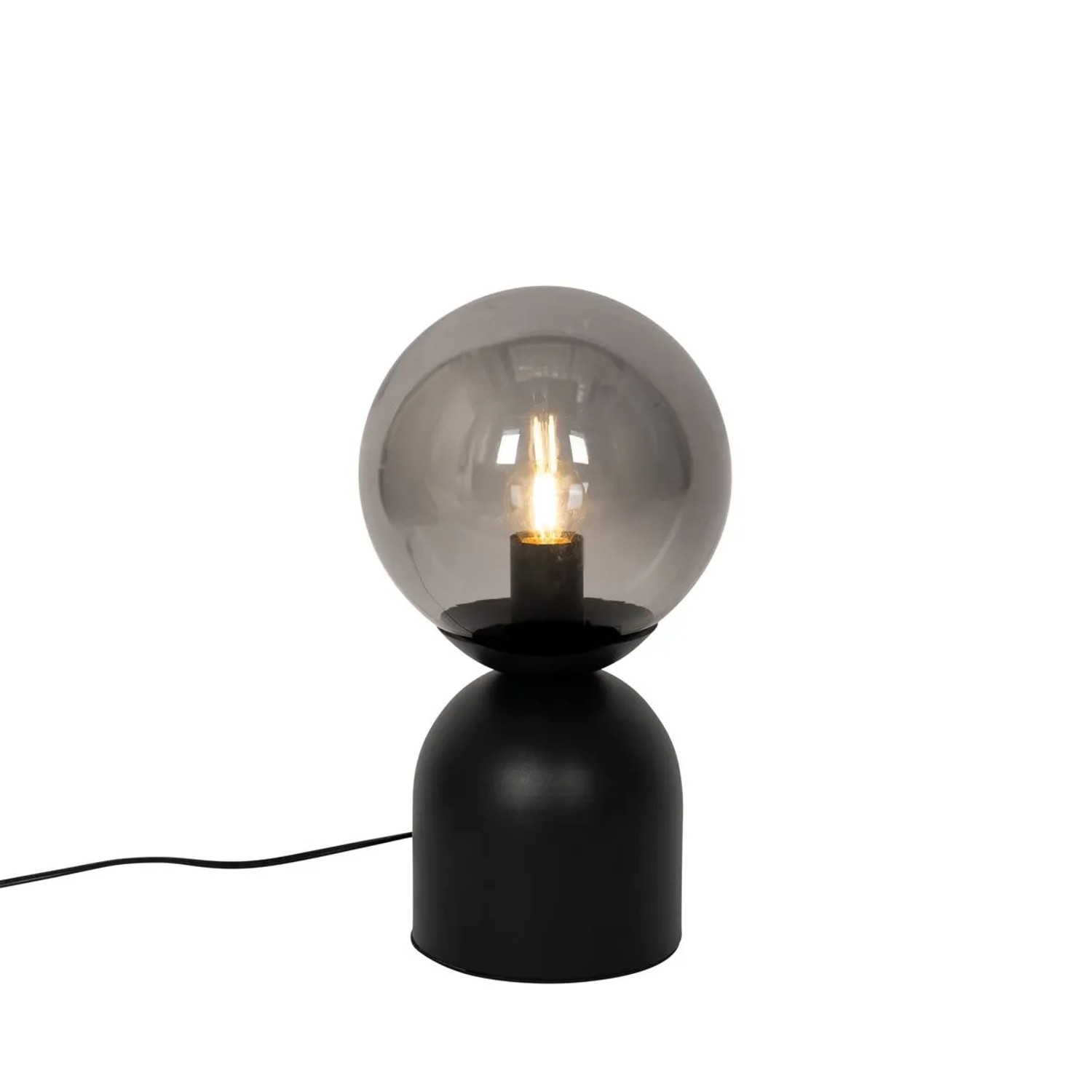 QAZQA Hotel-Chic-Tischlampe Schwarz mit Rauchglas Pallon Trend