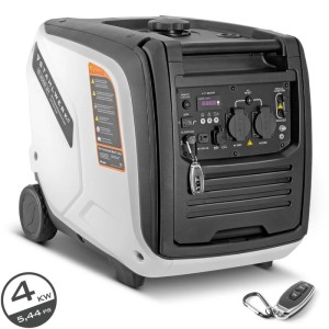 STAHLWERK Stromgenerator IG 4000 ST, weiß-grau, mit Bedienfeld, Steckdosen und Fernbedienung. Mobiler Benzin Generator 4 kW.