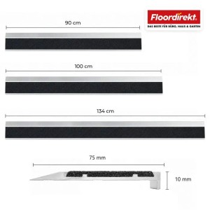 Floordirekt Treppenkantenprofil Tech Aluminium Anti-Rutsch-Profil Carborundum-Einlage 134 cm