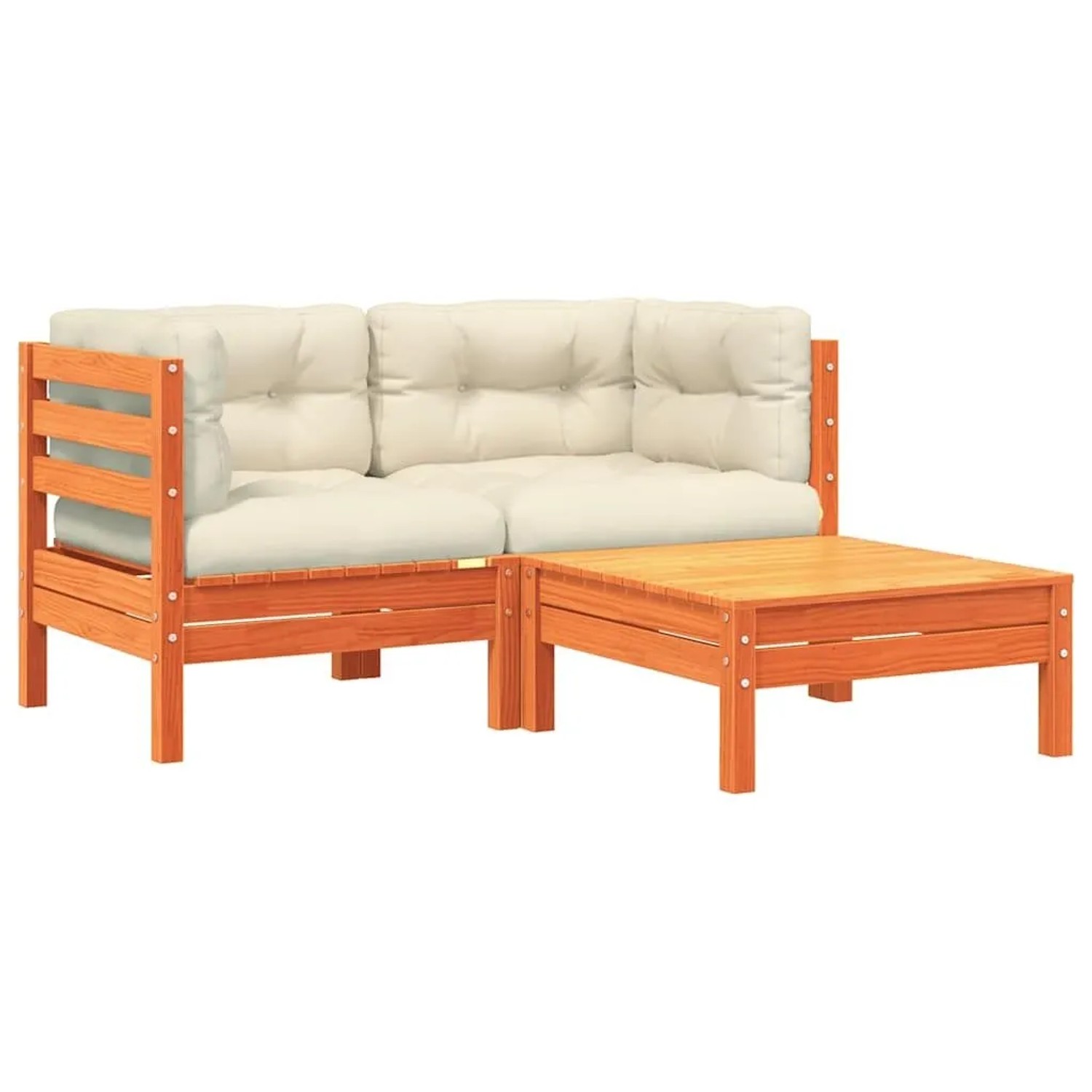 vidaXL Gartensofa mit Kissen und Hocker 2-Sitzer 838178