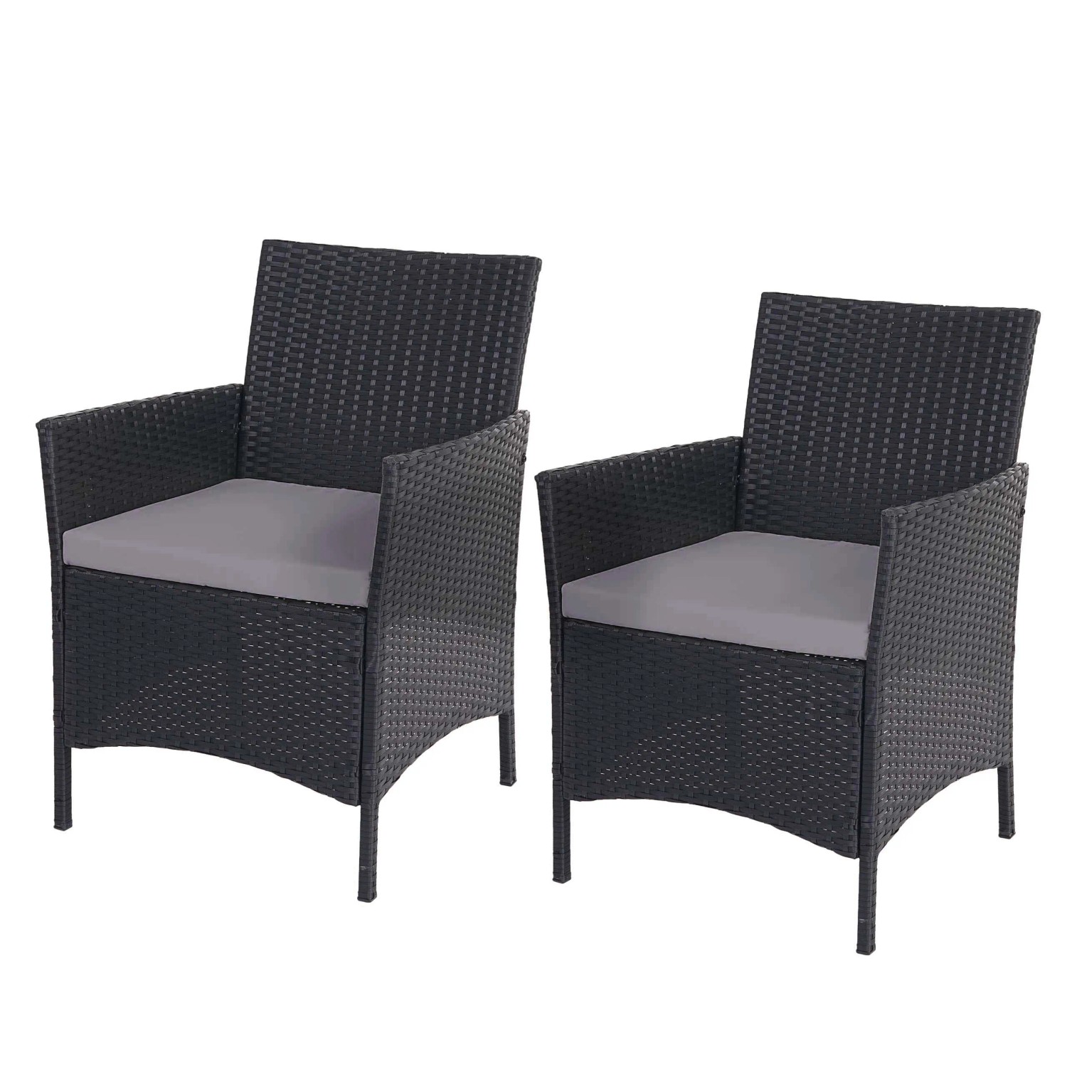 MCW Poly-Rattan Sessel Halden 2er-Set Anthrazit Kissen Anthrazit