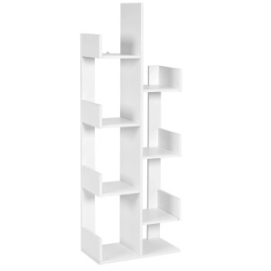 Costway Bücherregal Im Baumform Standregal mit 8 Fächern Weiß