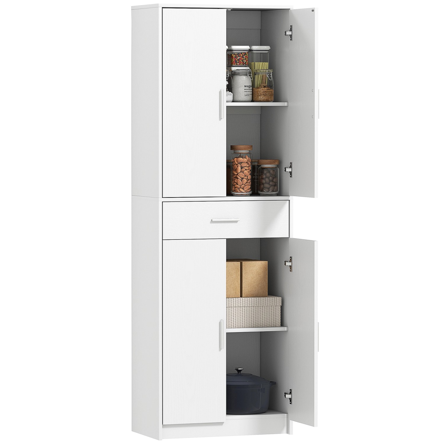 HOMCOM Küchenschrank Spanplatte MDF 60L x 35B x 180H cm Weiß günstig online kaufen