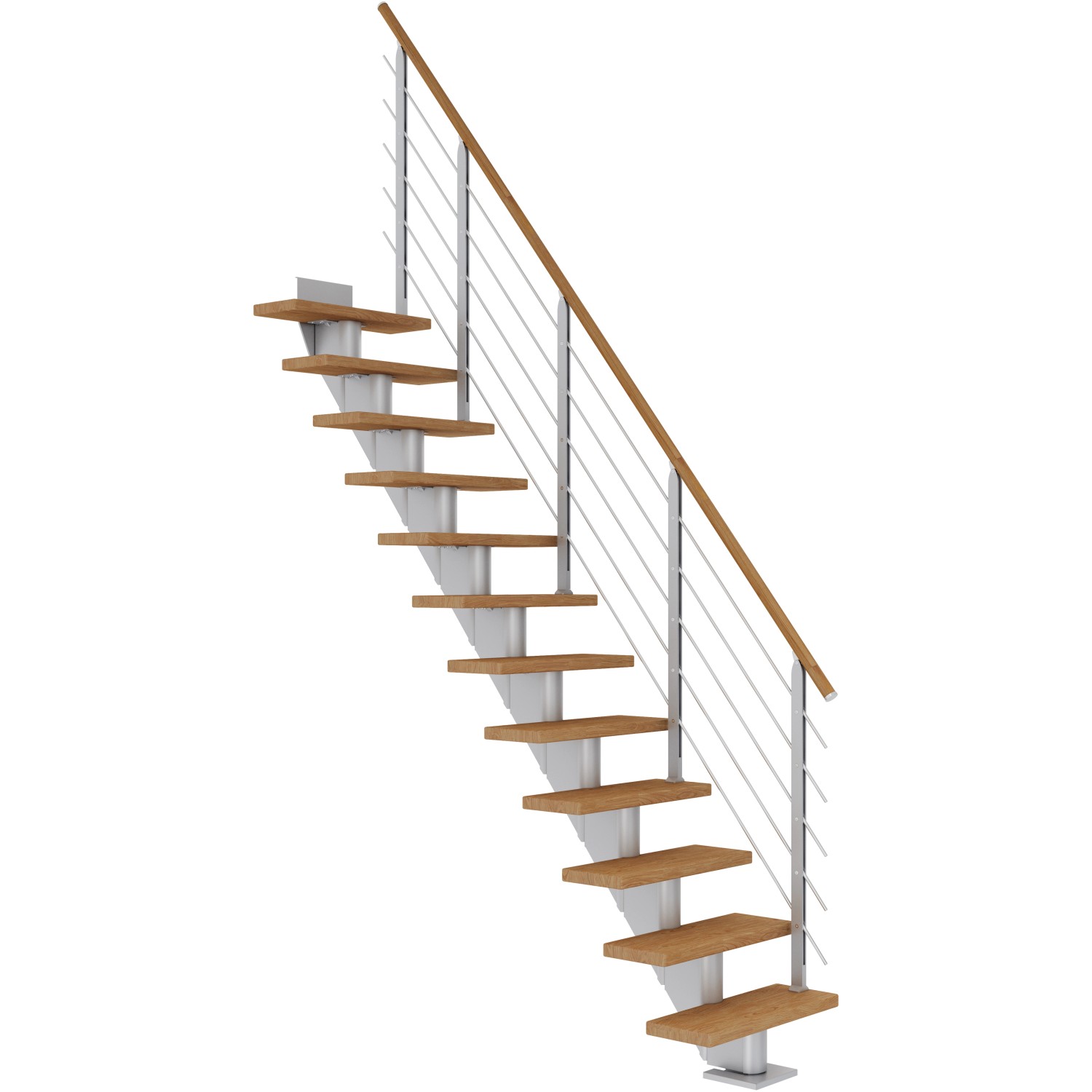Dolle Mittelholmtreppe Frankfurt Eiche Perlgrau GH bis 279 cm Gerade 75 cm FSC
