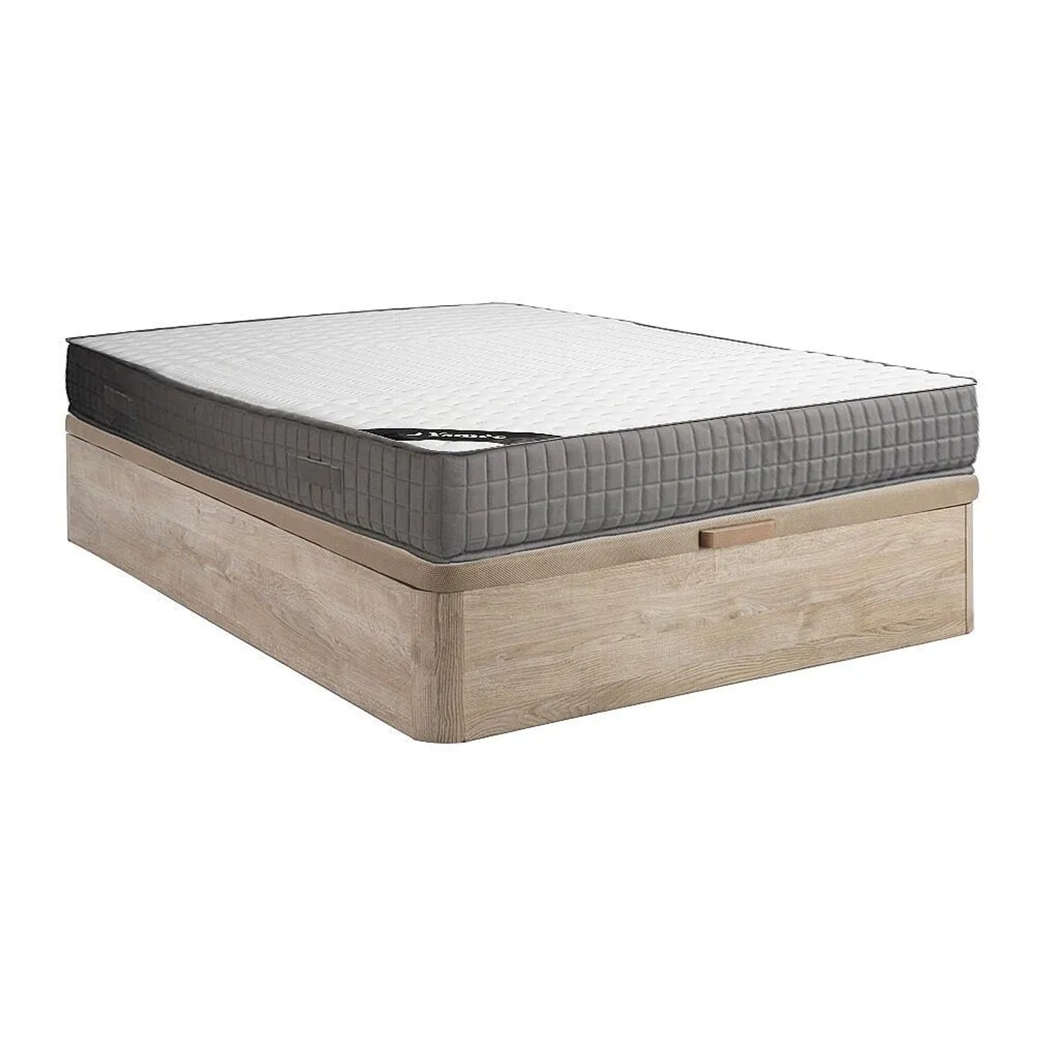 Vente-unique Matratze Und Bettgestell Mit Lattenrost Und Bettkasten Danevo Naturfarben Hell 190 cm