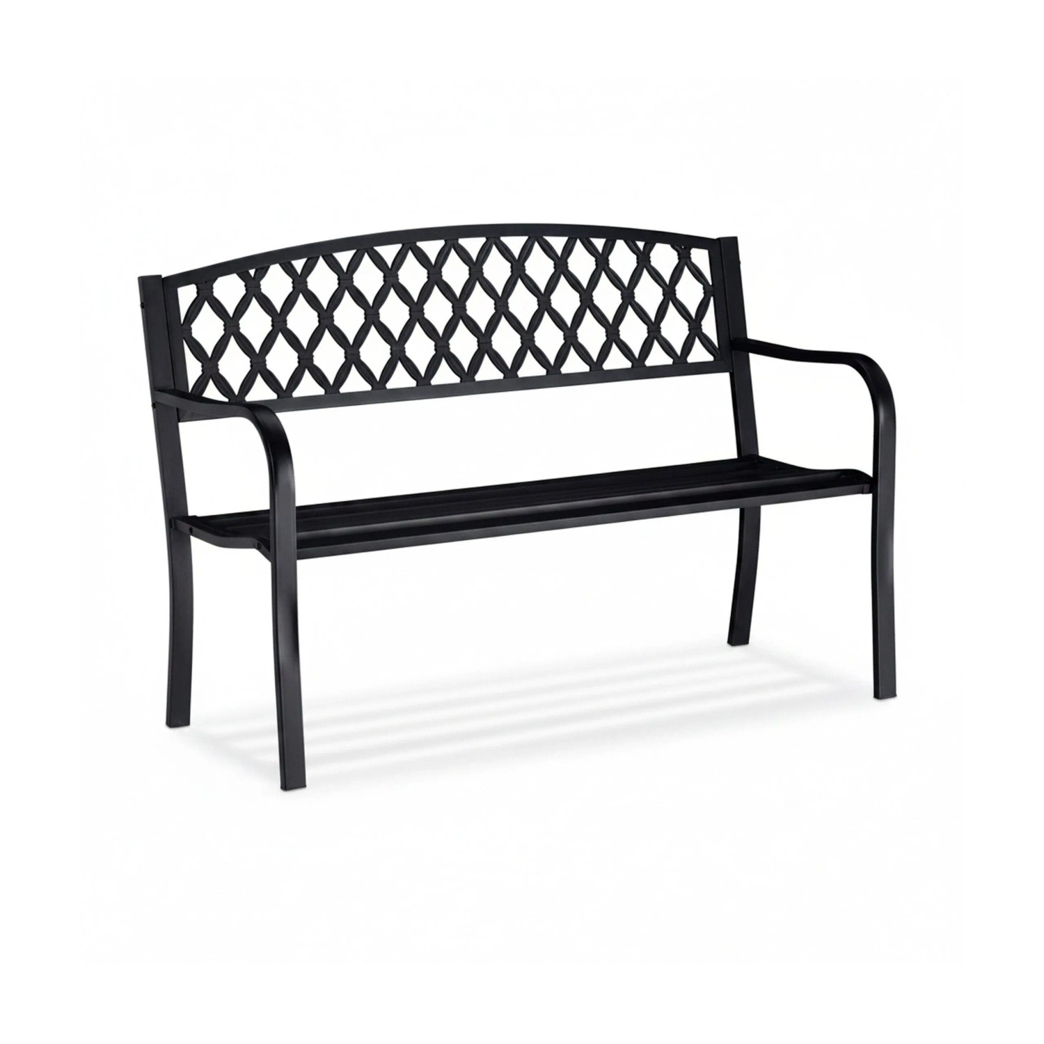 Relaxdays Gartenbank Gusseisen und Stahl Schwarz Flechtmuster Für 2 Personen 86,5 cm x 127,5 cm x 58,5 cm 13,7 kg