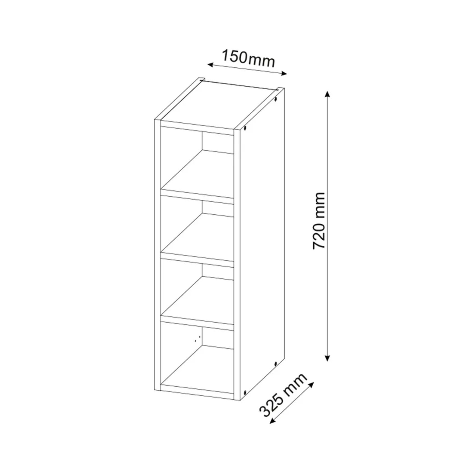 Weißer Vicco Badschrank Fame-Line (15x72cm) mit 4 offenen Fächern als Hängeregal.