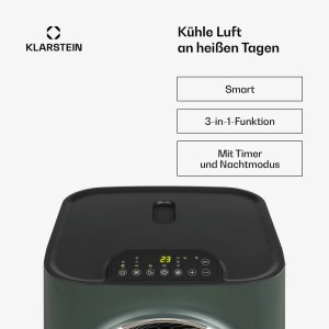 Klarstein Kraftwerk Smart 10K Klimaanlage in Anthrazit mit Bedienfeld und Display.
