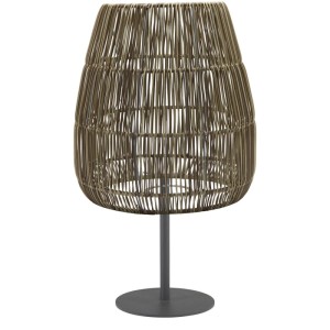 PR Home Agnar Outdoor Stehlampe, schwarz/beige, Rattan-Optik. Terrassenleuchte für außen.